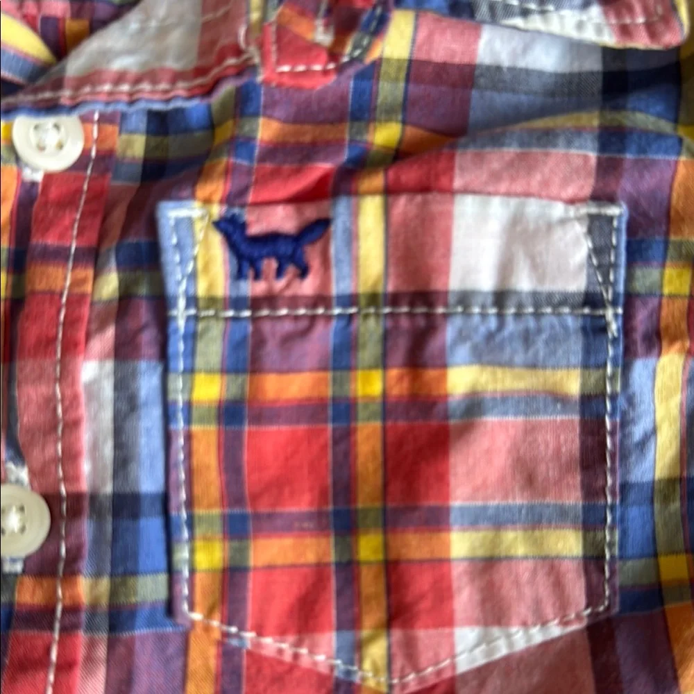 Carter's Multicolor Red, Blue, Yellow, & White Plaid Button-Down Boy Shirt 12 Mo